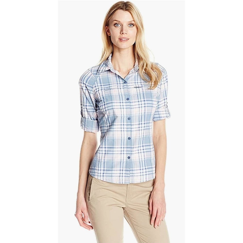 Columbia Silver Ridge Plaid Long Sleeve Shirt Blue Size Small - Picture 12 of 13